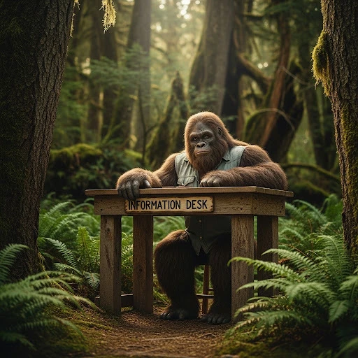 Picture of Bigfoot at an information desk